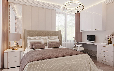 Дизайн интерьера спальни в трёхкомнатной квартире 126 кв.м в стиле неоклассика20