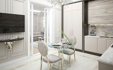 Дизайн интерьера кухни в двухкомнатной квартире 101 кв.м в стиле ар-деко8