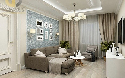 Дизайн гостиной в квартире в стиле современная классика
