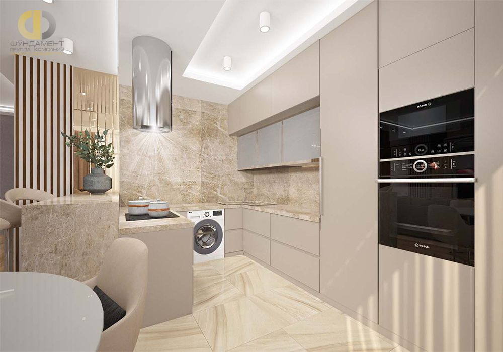 Дизайн интерьера кухни в трёхкомнатной квартире 95 кв.м в современном стиле1