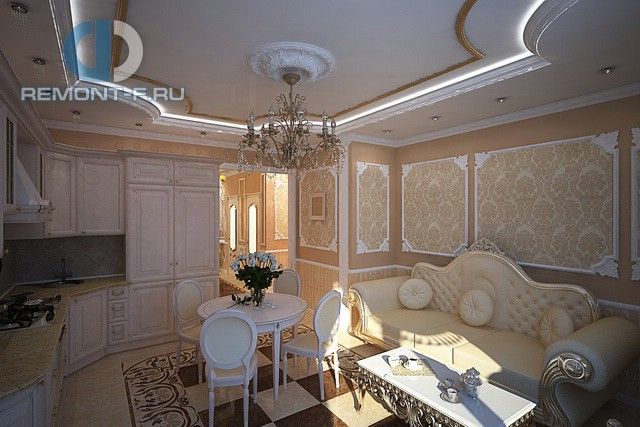 Интерьер кухни в 5-комнатной квартире в классическом стиле Интерьер кухни в 5-комнатной квартире в классическом стиле