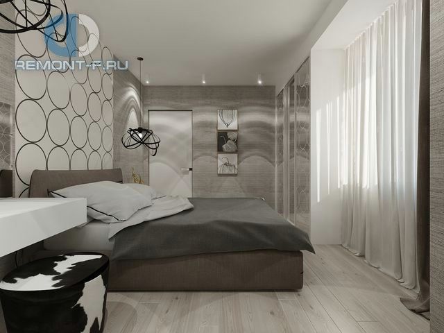 Дизайн спальни в интерьере квартиры 97 кв. м в стиле минимализм на Марксистской