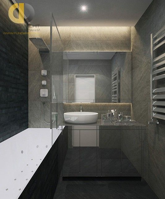 Дизайн двухкомнатной квартиры в Мытищах. Фото  ванной