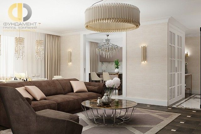 Интерьер трехкомнатной квартиры 107 кв. м в стиле арт-деко. Фото гостиной гостиной Интерьер трехкомнатной квартиры 107 кв. м в стиле арт-деко. Фото гостиной гостиной