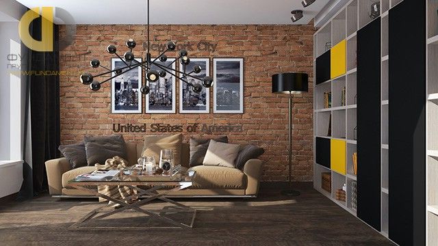 Дизайн гостиной в желтом цвете - фото