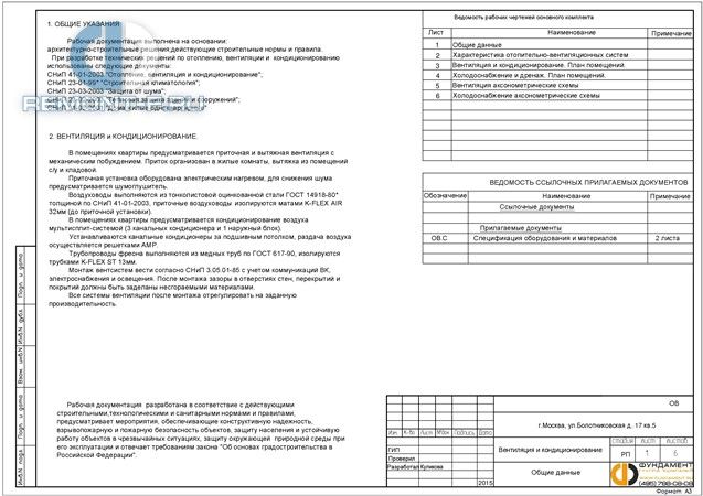 Вентиляция и кондиционирование (85 кв.м) фото 2015 года