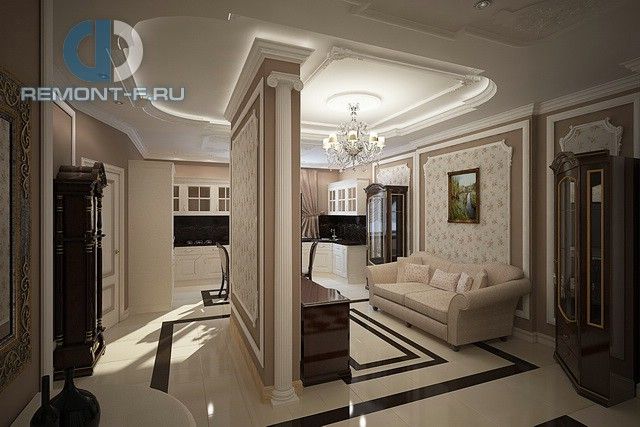 Интерьер гостиной в 5-комнатной квартире в классическом стиле Интерьер гостиной в 5-комнатной квартире в классическом стиле