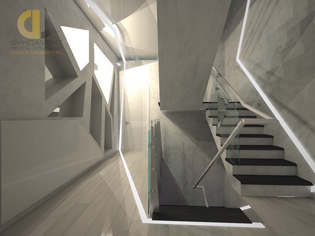 Дизайн лестницы в ЖК «Загородный Квартал» 