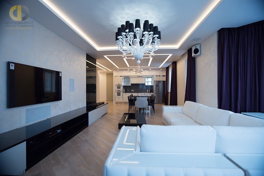 На фото:Дизайн интерьера гостиной в квартире в стиле ар-деко