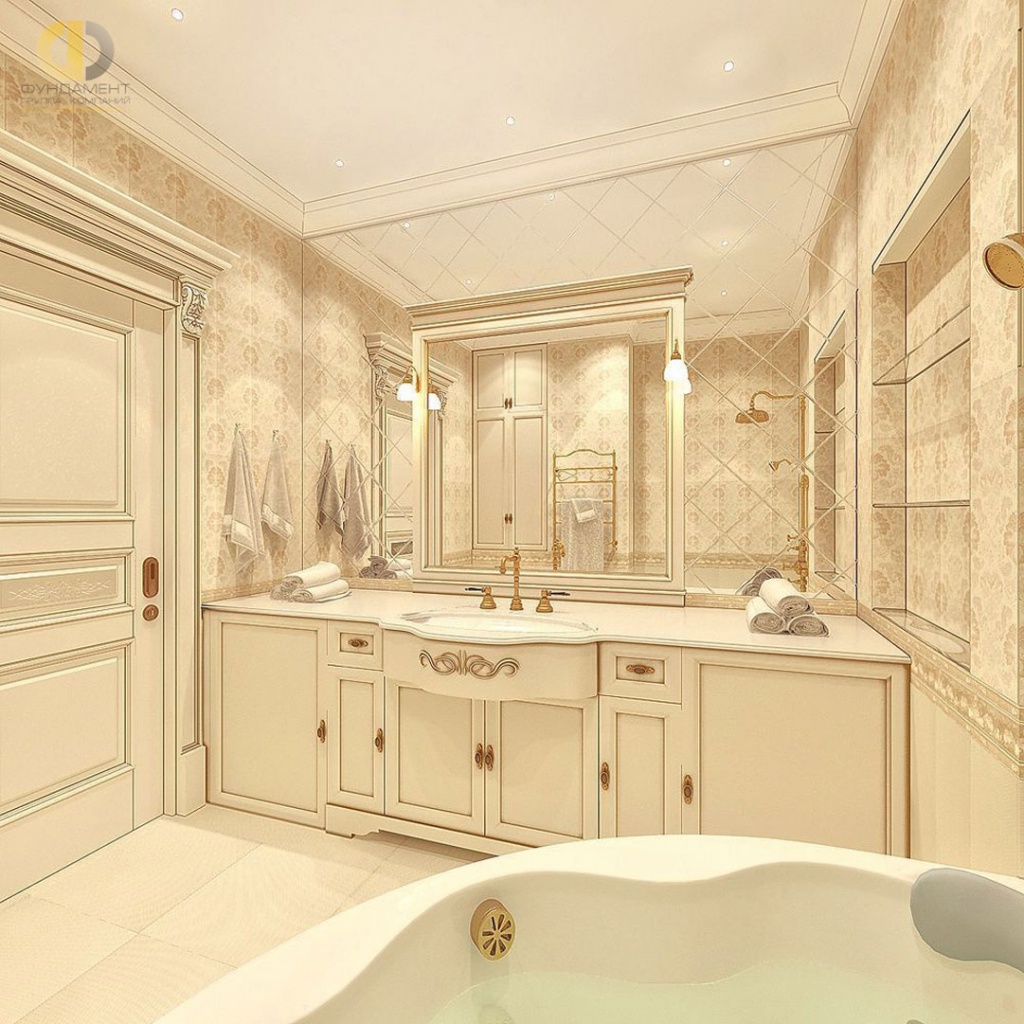 Дизайн ванной комнаты в классическом стиле в квартире