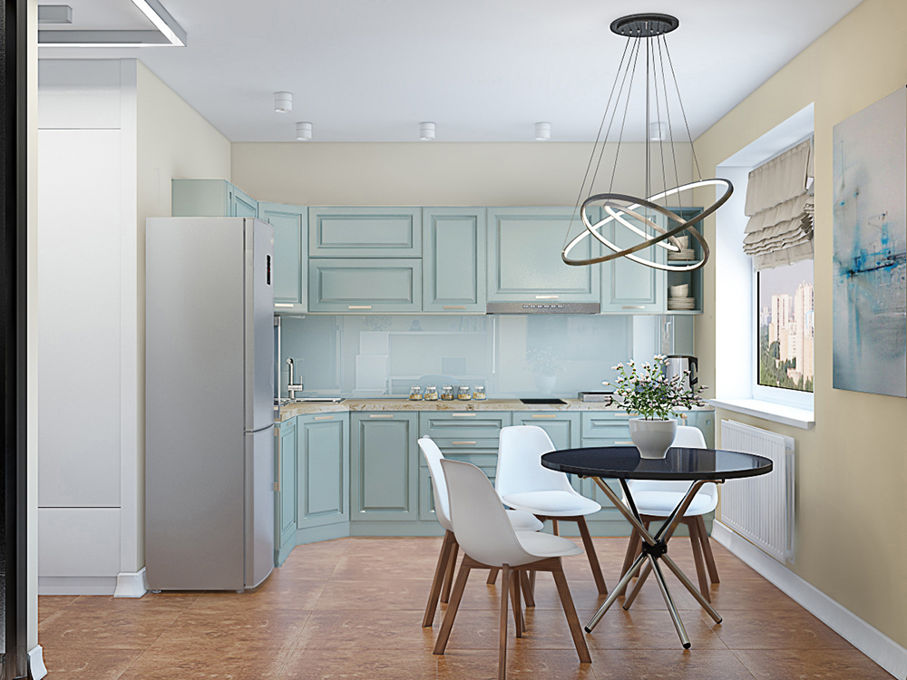 На фото:Интерьер кухни в квартире в современном стиле