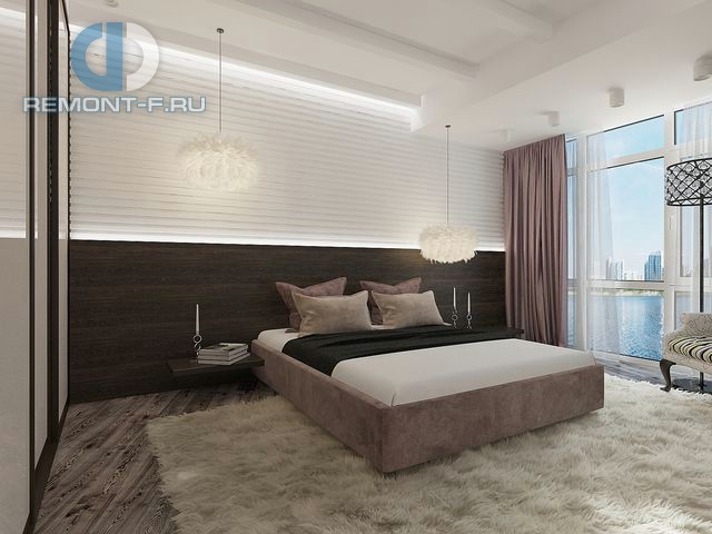Интерьер спальни в квартире в современном стиле. Проект из портфолио ГК «Фундамент»