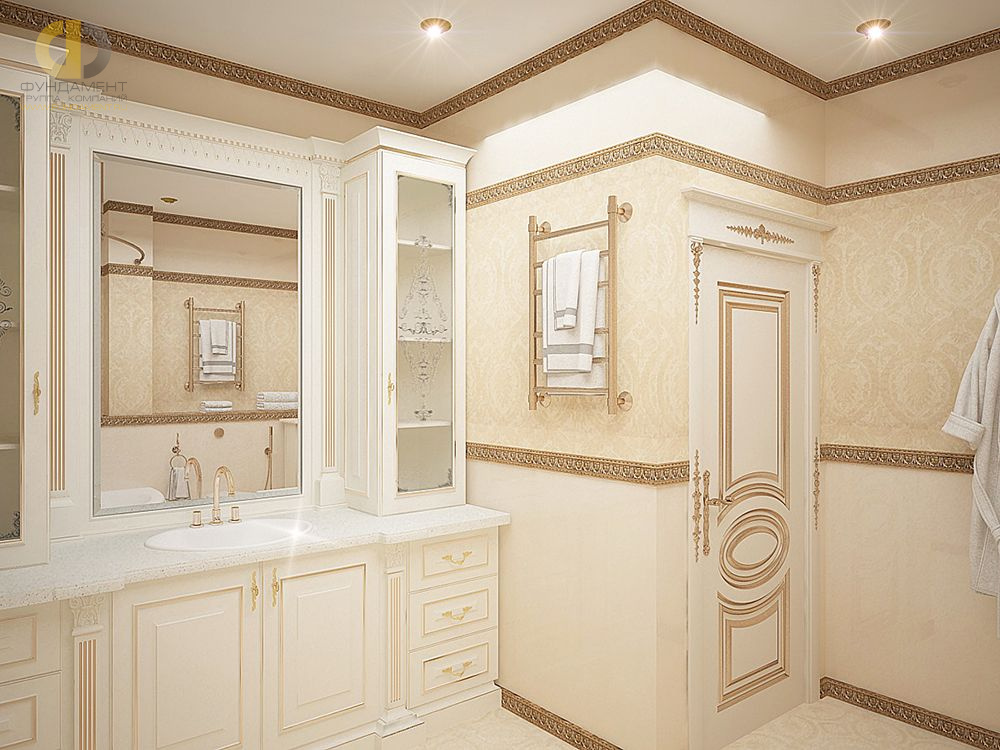 Дизайн интерьера ванной в четырёхкомнатной квартире 165 кв.м в классическом стиле1