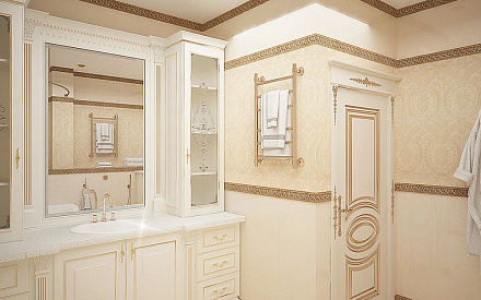 Дизайн интерьера ванной в четырёхкомнатной квартире 165 кв.м в классическом стиле1