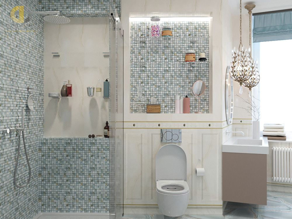 Дизайн интерьера ванной в трёхкомнатной квартире 100 кв.м в стиле эклектика24