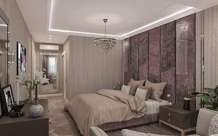 Дизайн интерьера спальни в четырёхкомнатной квартире 144 кв.м в стиле эклектика11