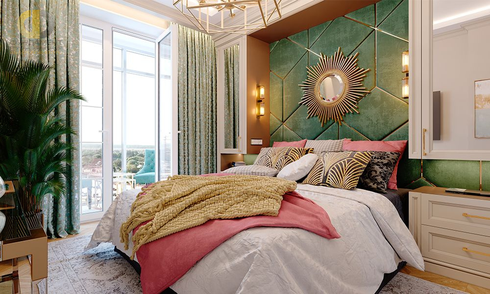 Дизайн интерьера спальни в трёхкомнатной квартире 81 кв.м в стиле неоклассика