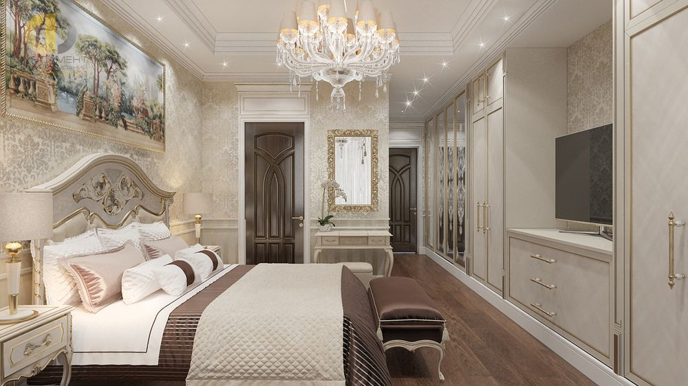 Дизайн интерьера спальни в четырёхкомнатной квартире 163 кв.м в классическом стиле19