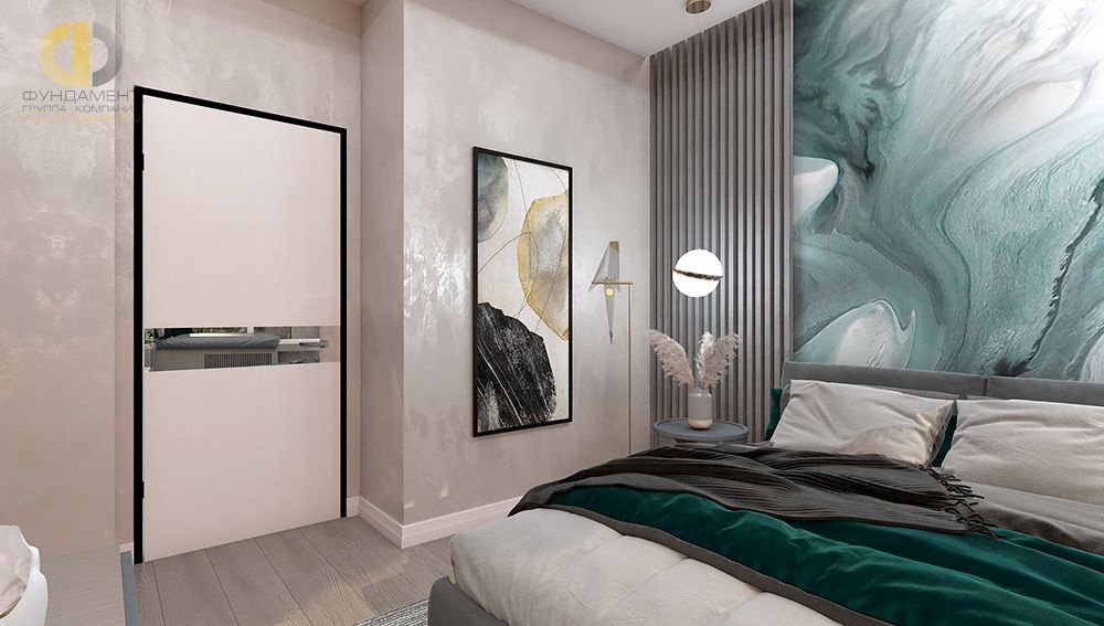 Дизайн интерьера спальни в трёхкомнатной квартире 101 кв. м в современном стиле 11