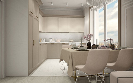 Дизайн интерьера кухни в трёхкомнатной квартире 70 кв.м в стиле неоклассика9