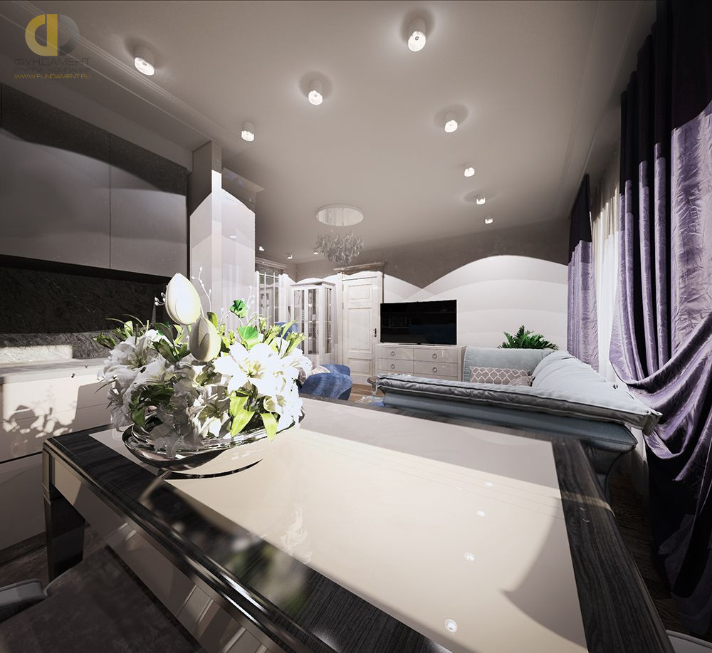 Дизайн интерьера кухни в двухкомнатной квартире 61 кв.м в классическом стиле