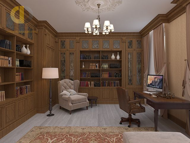 Дизайн кабинета в классическом стиле  – фото 341