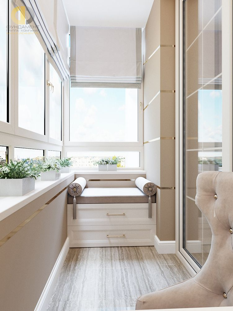 Дизайн интерьера балкона в трёхкомнатной квартире 85 кв.м в стиле неоклассика – фото 166