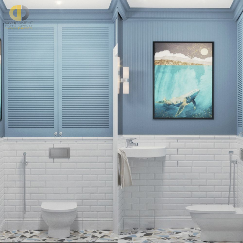 Дизайн интерьера ванной в трёхкомнатной квартире 62 кв.м в стиле неоклассика 12