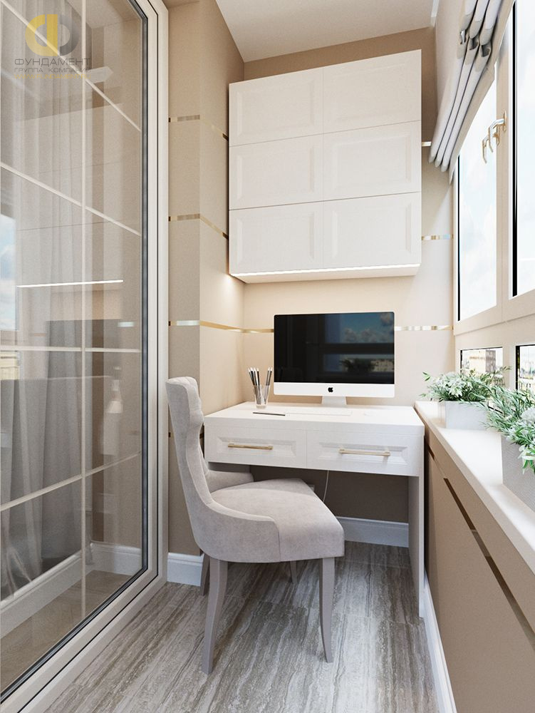 Дизайн интерьера балкона в трёхкомнатной квартире 85 кв.м в стиле неоклассика – фото 167