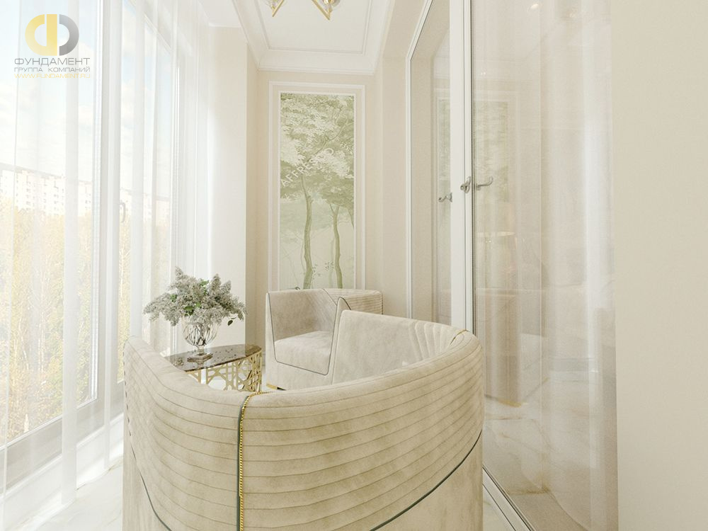 Дизайн балкона в белом цвете - фото
