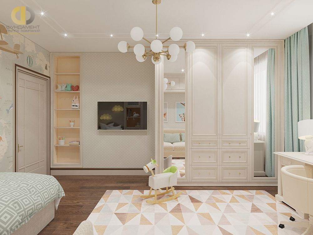 Дизайн интерьера детской в 3-комнатной квартире 132 кв.м в стиле ар-деко