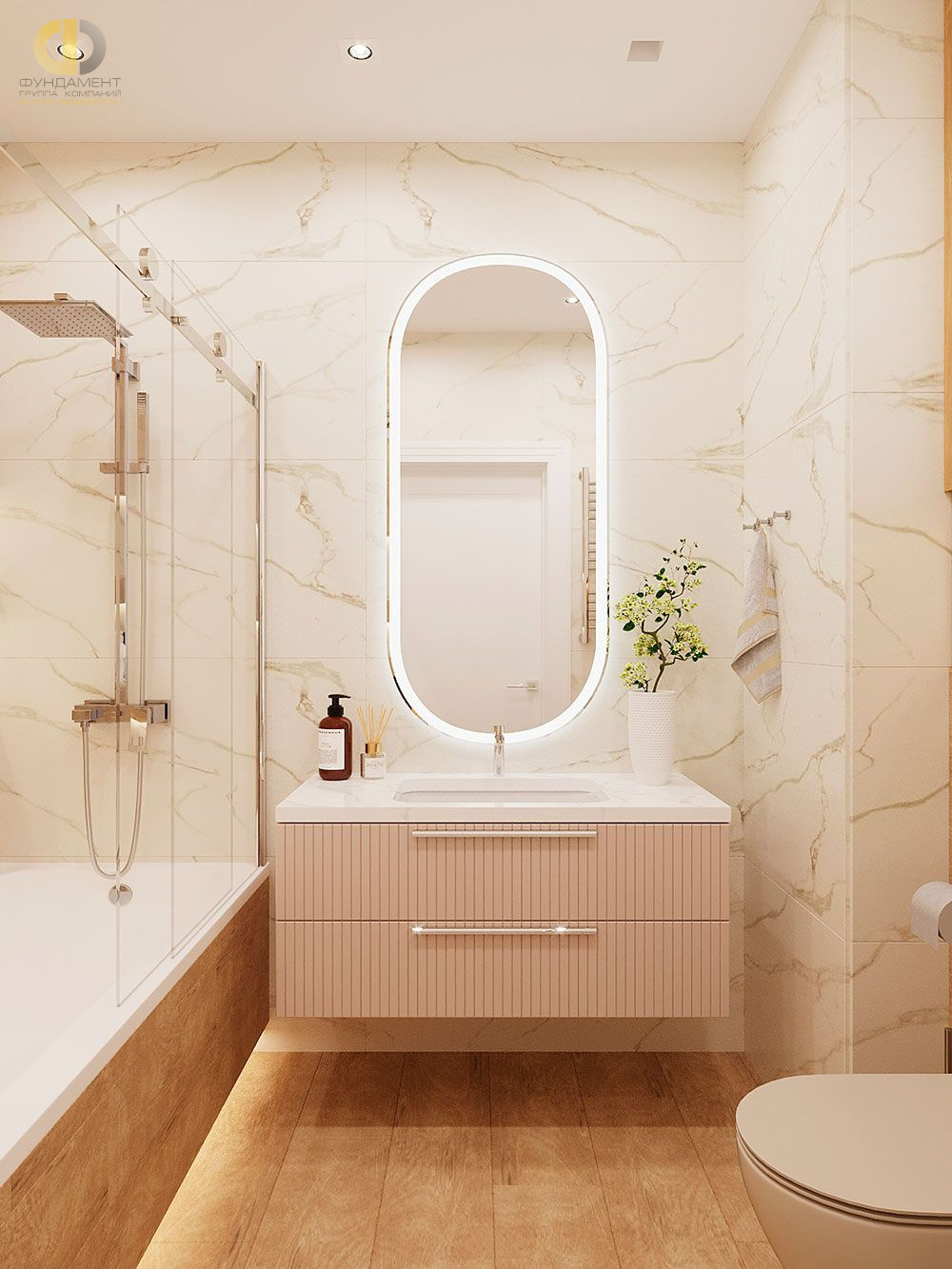 Дизайн ванной в белом цвете - фото
