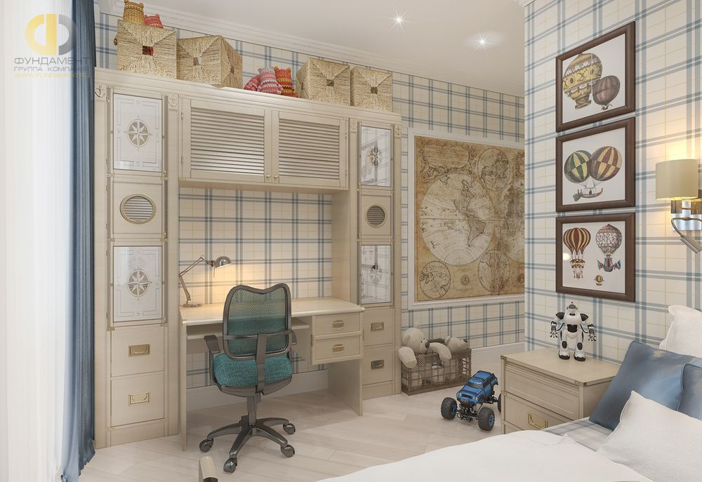Дизайн интерьер детской в пятикомнатной квартире 127 кв.м в стиле современная классика