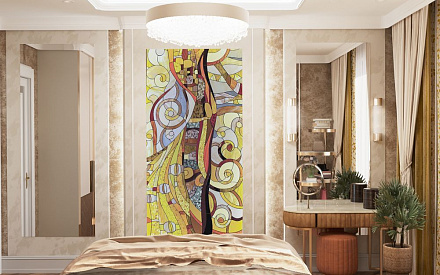 Дизайн интерьера спальни в четырёхкомнатной квартире 98 кв.м в стиле ар-деко8