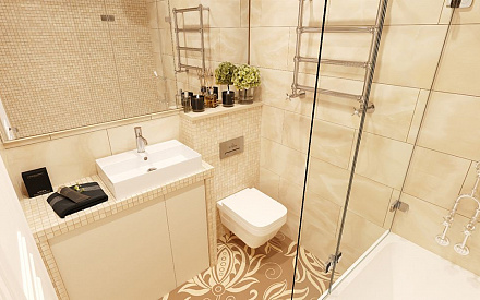 Дизайн интерьера ванной в трёхкомнатной квартире 81 кв.м в стиле неоклассика