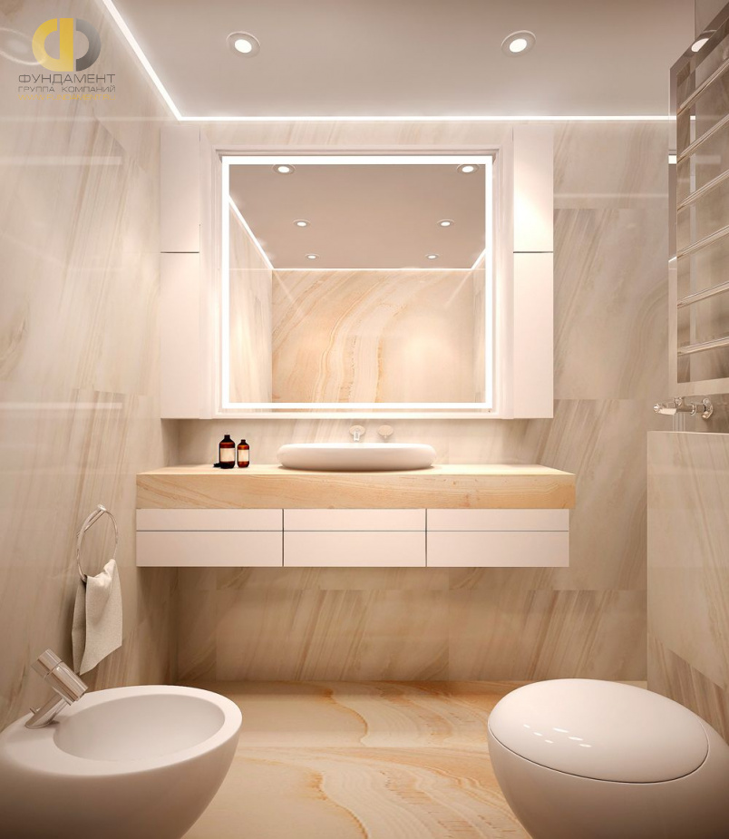Дизайн интерьера ванной в двухкомнатной квартире 66 кв.м в стиле ар-деко3