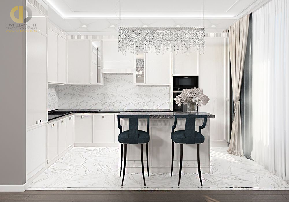 Дизайн интерьера кухни в трёхкомнатной квартире 86 кв.м в стиле ар-деко5