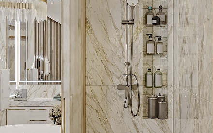 Дизайн интерьера ванной в четырёхкомнатной квартире 148 кв.м в стиле ар-деко с элементами неоклассики16