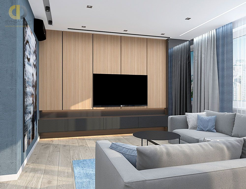 Дизайн интерьера гостиной в трёхкомнатной квартире 123 кв.м в современном стиле16