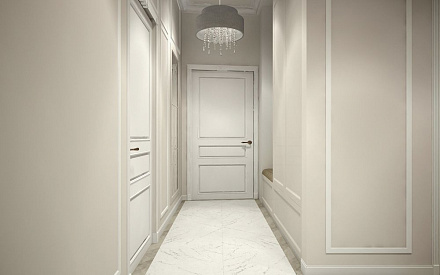 Дизайн интерьера коридора в трёхкомнатной квартире 70 кв.м в стиле неоклассика4