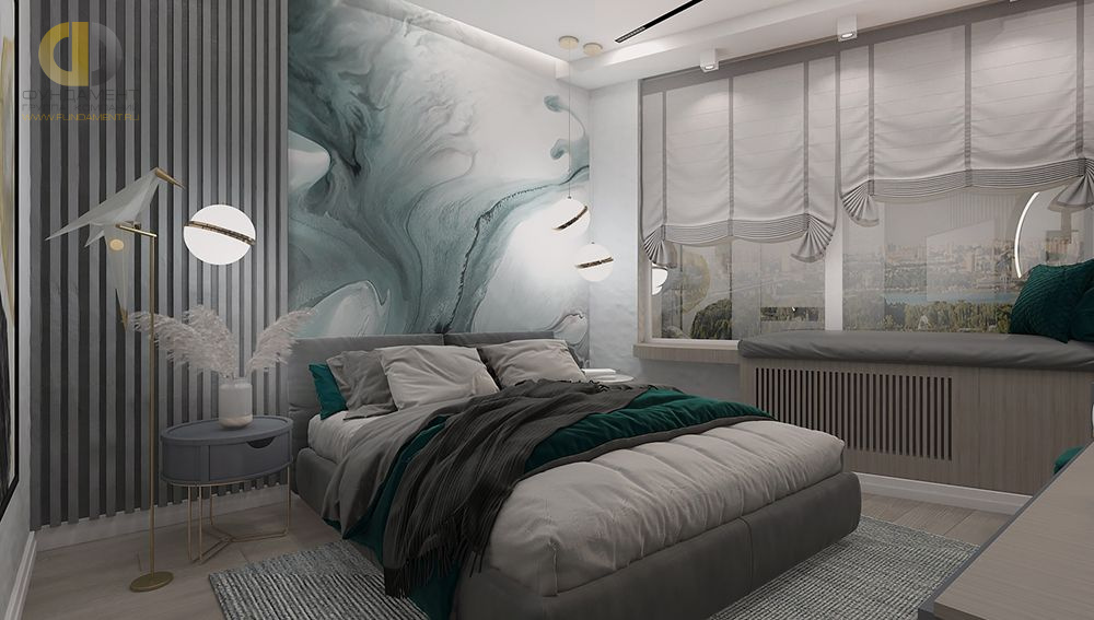 Дизайн интерьера спальни в трёхкомнатной квартире 101 кв. м в современном стиле 10