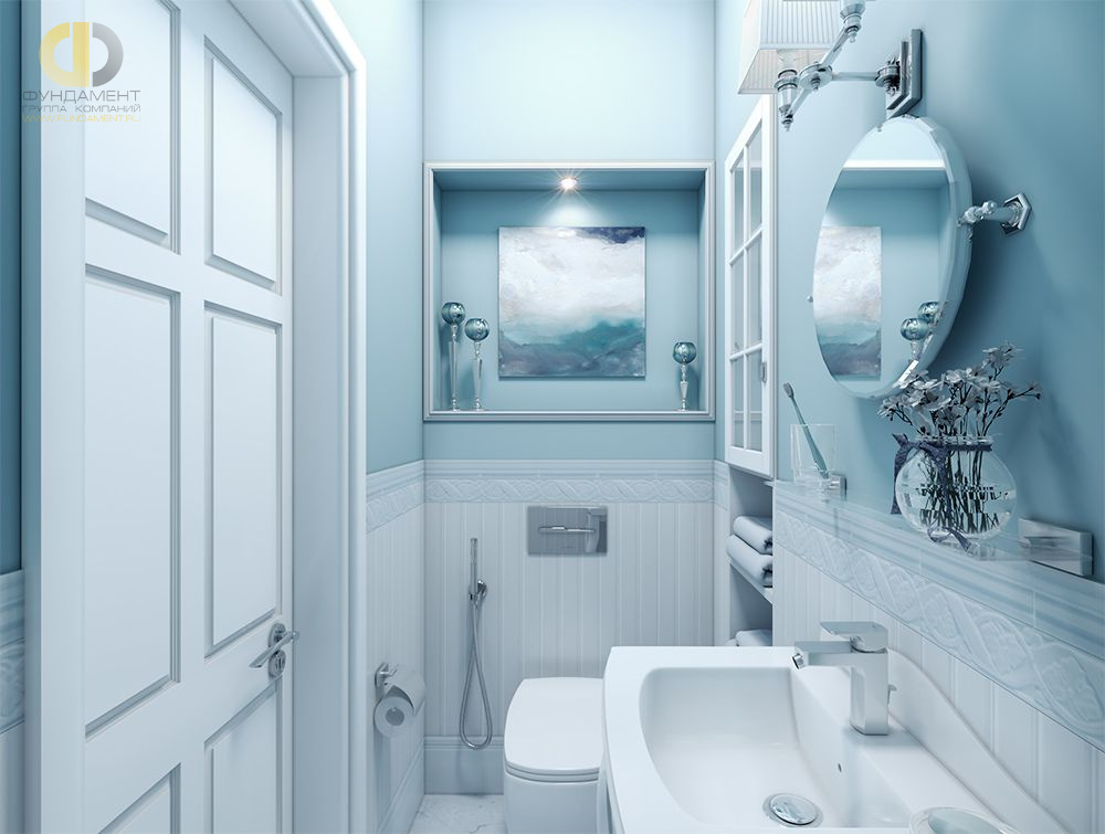 Дизайн интерьера ванной в 3-комнатной квартире 70 кв.м в стиле неоклассика
