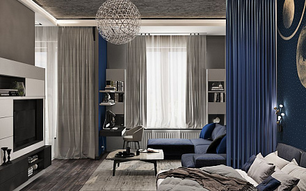 Дизайн интерьера спальни в двухкомнатной квартире 52 кв.м в современном стиле5