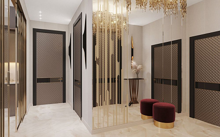 Дизайн интерьера коридора в двухкомнатной квартире 80 кв.м в стиле ар-деко 3