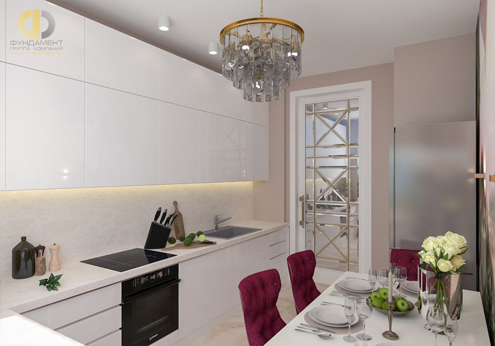 Дизайн интерьера кухни в трёхкомнатной квартире 103 кв.м в стиле эклектика7