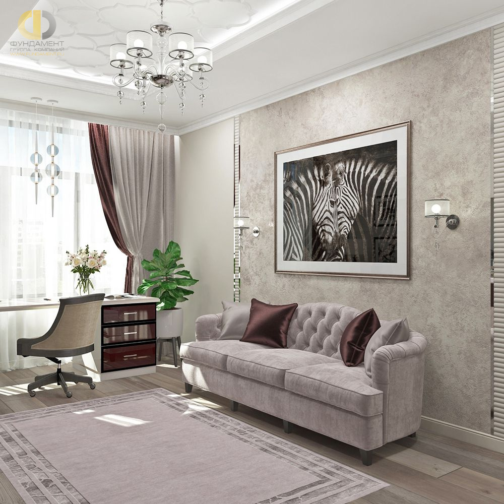 Дизайн интерьера кабинета в четырёхкомнатной квартире 114 кв. м в стиле ар-деко и неоклассика  – фото 216
