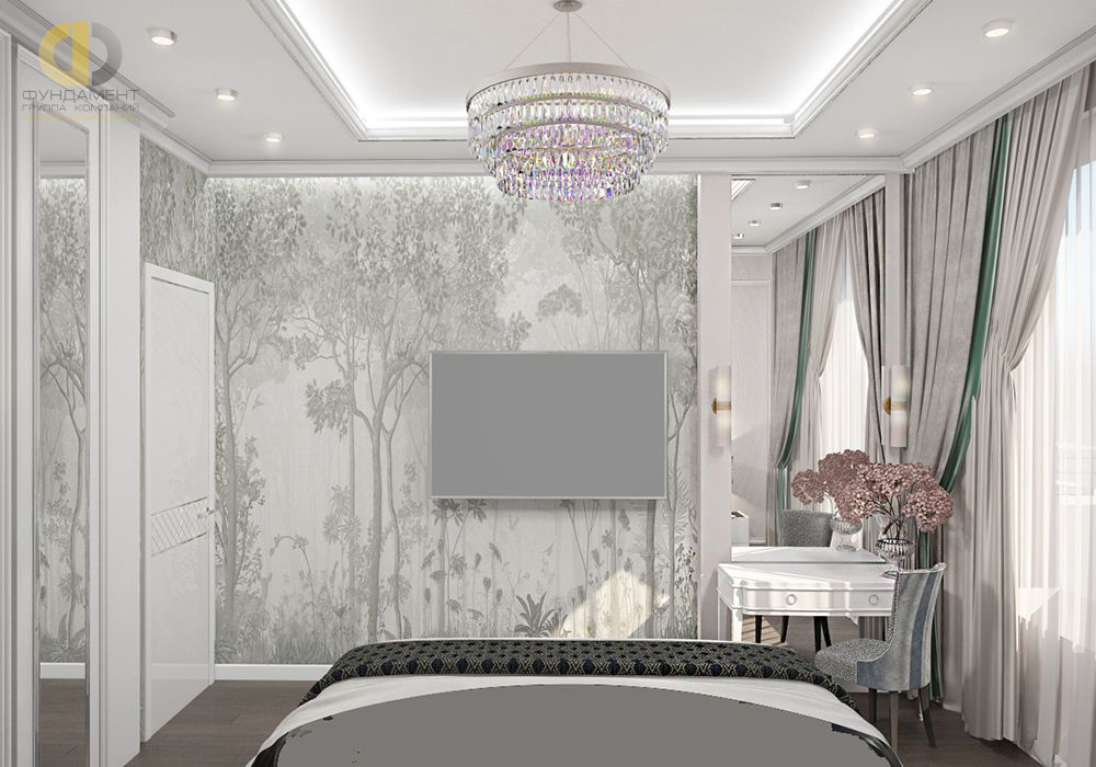 Дизайн интерьера спальни в трёхкомнатной квартире 86 кв.м в стиле ар-деко11