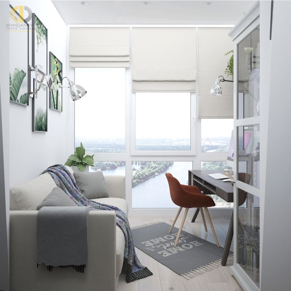Дизайн интерьера кабинета в четырёхкомнатной квартире 66 кв.м в современном стиле с элементами прованса – фото 239