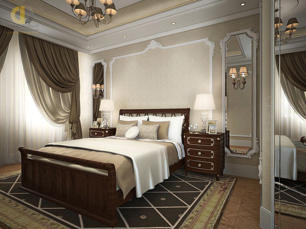 Дизайн спальни в квартире 82 кв. м в классическом стиле
