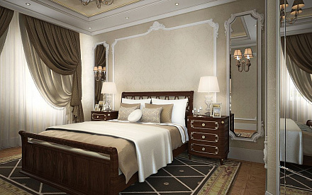 Дизайн спальни в квартире 82 кв. м в классическом стиле